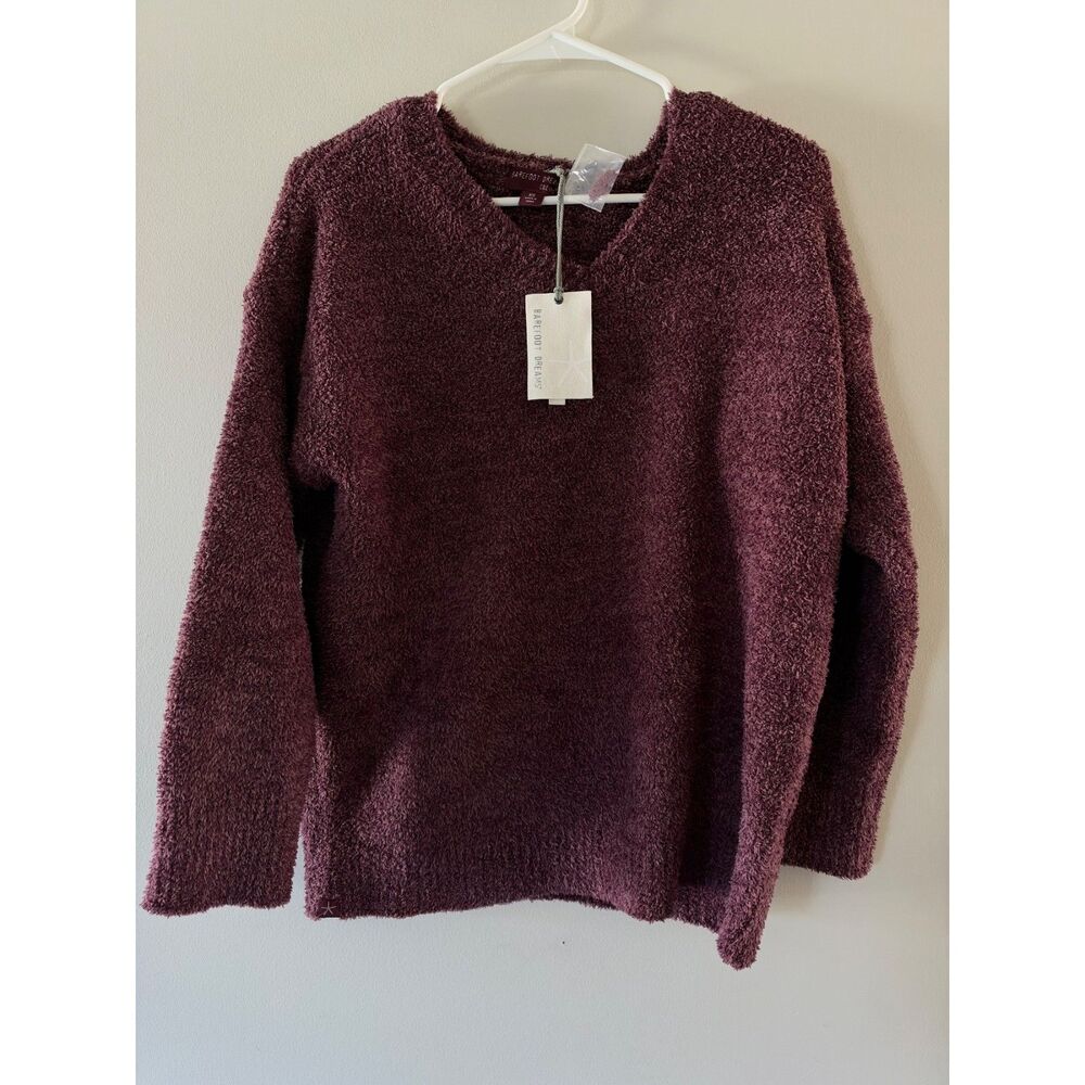 NEW Barefoot Dreams CozyChic Open V-Neck Pullover Women's Sweater Size XS Fig